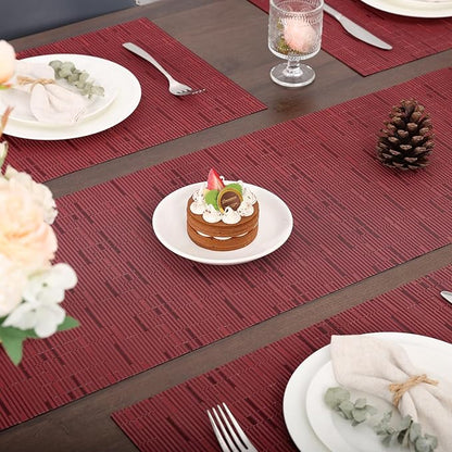 Myir JUN Table Runner, Vinyl Table Runner Indoor 55 Inch Long Arbitrarily Cropped Runner for Table Heatproof for Home Party (Red, 12 x 55 inch)
