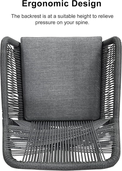 PURPLE LEAF 7 Pieces Outdoor Dining Set All-Weather PE Rattan Outdoor Patio Furniture Set with All Aluminum Frame Rectangular Table and Chairs Set for Lawn Garden Backyard Deck, Grey