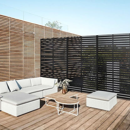 72" H×47" W Metal Privacy Screen, Outdoor Indoor Privacy Screens with Stand Panels, Free Standing Decorative Privacy Screen for Patio