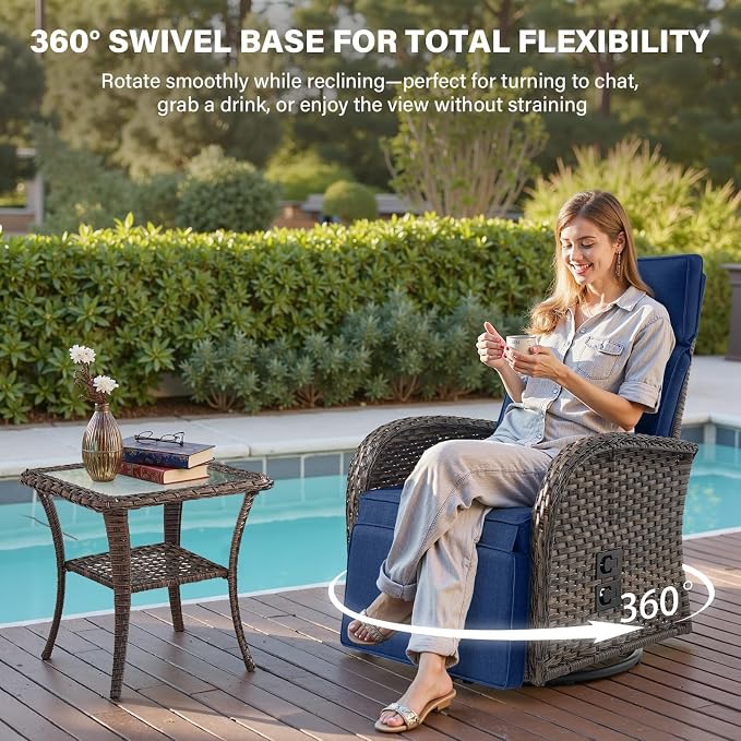 Swivel Outdoor Recliner Chair Set of 2 - Image 4