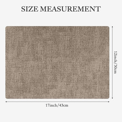 Faux Leather Heat Resistant Placemats Set of 4 – Waterproof Oilproof Wipeable Dining PU Place Mat Easy Clean Table Mats for Kitchen/Dining/Party/Holiday, Khaki