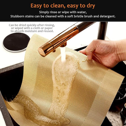 Placemats Set of 8 Washable&Wipeable Place mats for Dining Table Kitchen Indoor Outdoor Table Mats Heat Resistant Non Slip Woven Vinyl Table Placemats (Gold，8PCS)