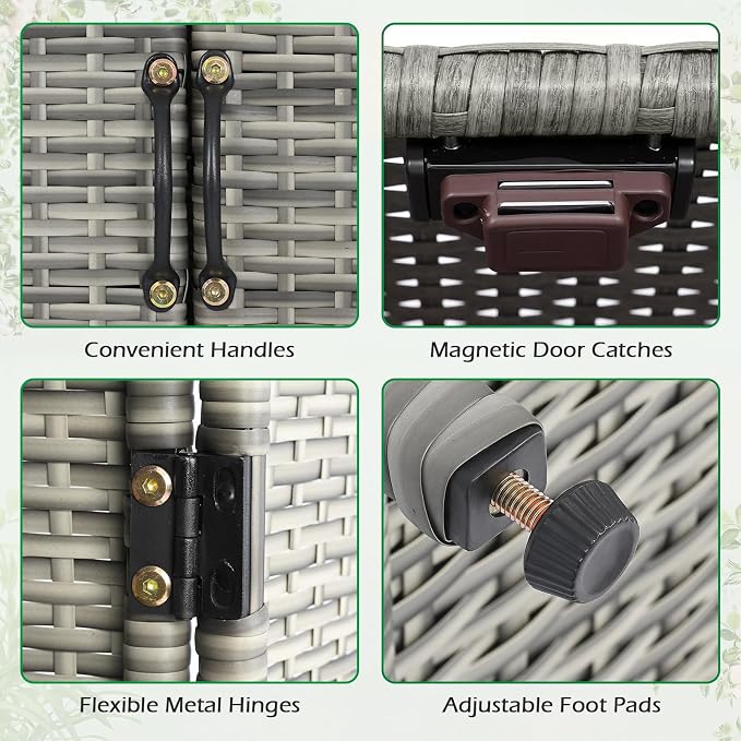 Tangkula Rattan Outdoor Storage Cabinet, Patiojoy Outdoor Cabinet - Image 6