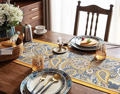 13×72 Inch Table Runner, Retro-Luxury Tassels Series for Kitchen Dining Table Holiday Decoration (Royal Nuts)