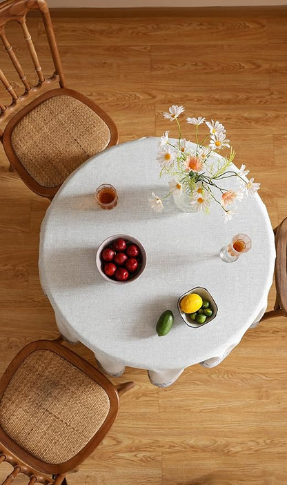 ISAENNE Designer Vintage Linen Elegant Round Tablecloth,Chinoiserie Floral Indoor Table Cloth,Wrinkle Resistant Decor Table Cover for Dining Thanksgiving Kitchen,Diameter 67"-Segerman B