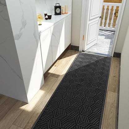 Yimobra Outdoor Indoor Runner Mat 72x24, All-Season Waterproof Entrance Mat for Front Door with Drainage Holes, Heavy Duty Non-Slip Doormat for Garage Patio Entryway, Black
