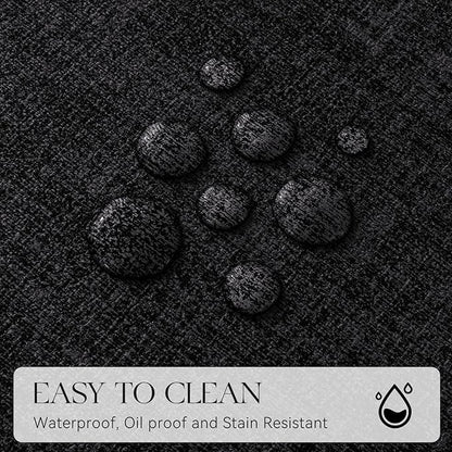 MOSAYT Placemats Set of 8, Heat Resistant Vinyl Place Mats with Coasters, Wipeable Washable 100% Waterproof Oil Proof Faux Leather Table Mats for Kitchen Dining Party Outdoor, 12" x 17", Black