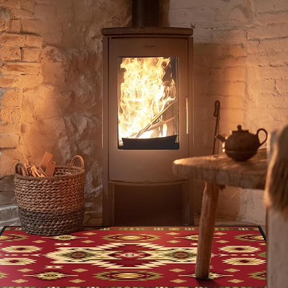Demissle Cabin Fireplace Hearth Rug Fireplace Mats Cabin Southwestern Fireproof Rug Fire Resistant Mat for Wood Stove Floor for Kitchen Indoor Outdoor(24 x 59 Inch,Antique)