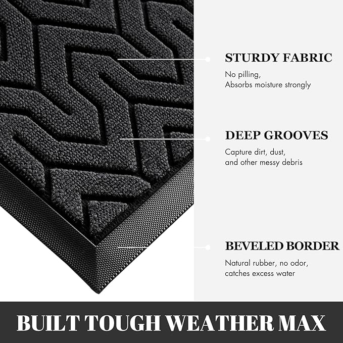 Yimobra Extra Large Door Mat Outside Entrance 60x36, Waterproof Heavy Duty Outdoor Mats for Front Door, Non Slip Rubber Entry Mat for Garage Patio Indoor, Easy Clean, Black