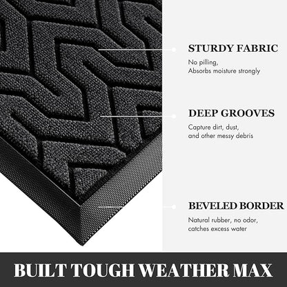 Yimobra Extra Large Door Mat Outside Entrance 60x36, Waterproof Heavy Duty Outdoor Mats for Front Door, Non Slip Rubber Entry Mat for Garage Patio Indoor, Easy Clean, Black