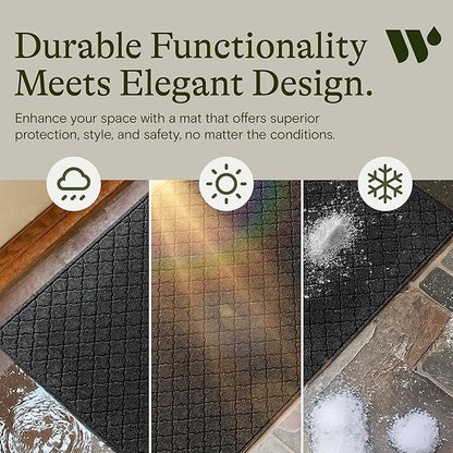 WaterHog Heavy Duty Doorway Mat, 4' x 6', Made in USA, Durable & Skid-Resistant Entryway Mat, Water-Trapping, Indoor/Outdoor Decorative Floor Covering, Cordova Collection, Charcoal