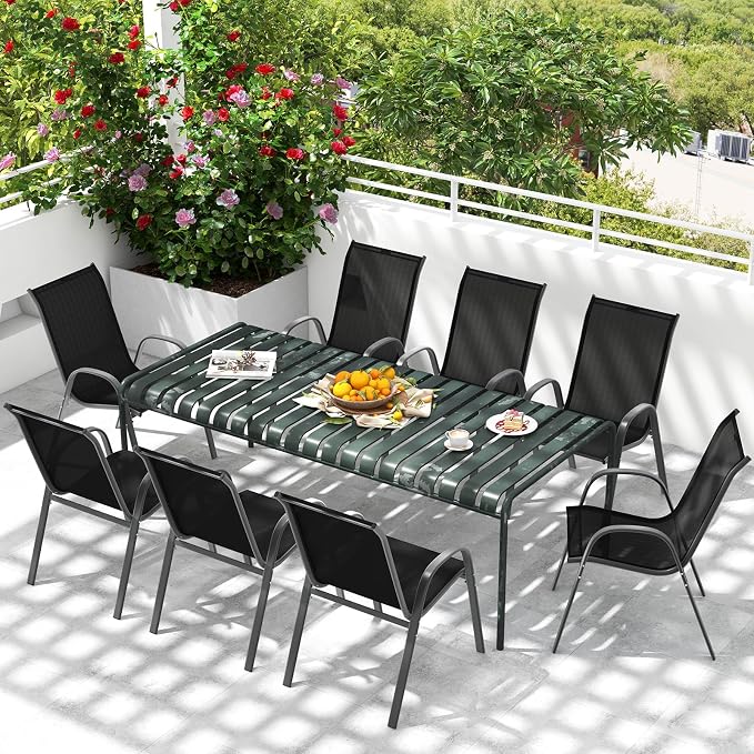 MEDIMALL Patio Chairs, Stackable Patio Chairs Set of 4, Outdoor Dining Chairs - Image 8