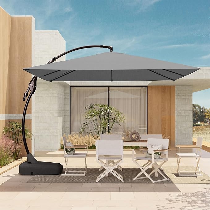 Grand patio Sunbrella 10x10 FT Large Cantilever Square Umbrella, Charcoal | by GrandPatio