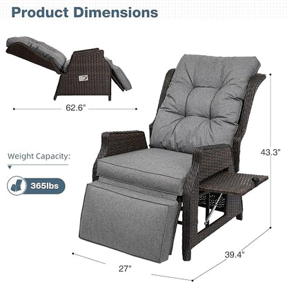 2 Pieces Outdoor Wicker Recliner - Image 2