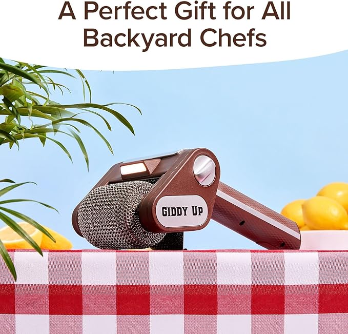 HorsePower Giddy Up Grill Cleaner AS SEEN ON TV! – Cordless, Rechargeable BBQ Tool with 350 RPM Stainless Roller, LED Light – Patents Pending – From BulbHead, a Family-Owned American Brand