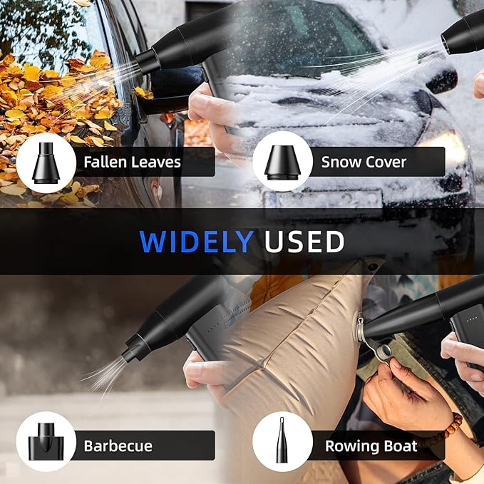 Electric Compressed Air Duster Mini Blower Cordless with Mini Vacuum Lighting 180,000 RPM Cleaner 5 Speed Handheld 3 in 1 USB-C for Computers Keyboards Electronics Home Car BBQ Grill