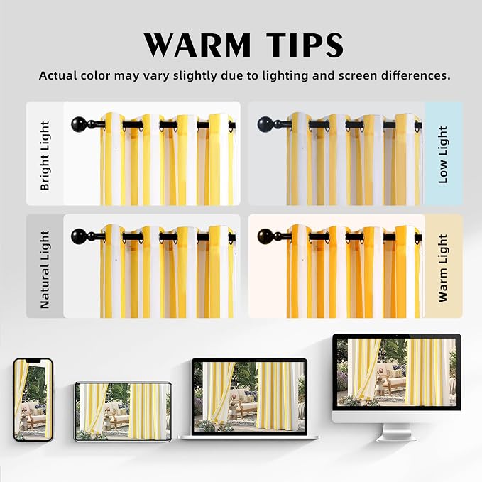 2 Panels Outdoor Stripe Curtains - Image 5