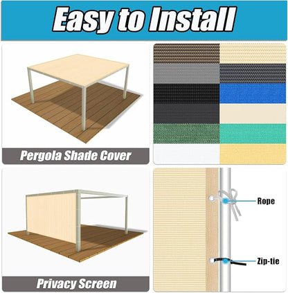 Amagenix 90% Pergola Shade Cover 6' X 14' Sun Shade Cloth - Image 4