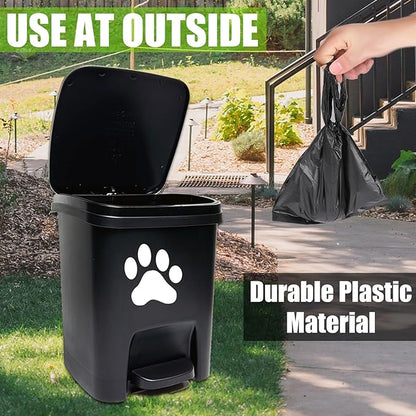 Tebiete Dog Poop Trash Can Outdoors Pet Waste Station with Lid Hands-Free Pedal Garden Yard Home with 100pc Waste Bags, Black