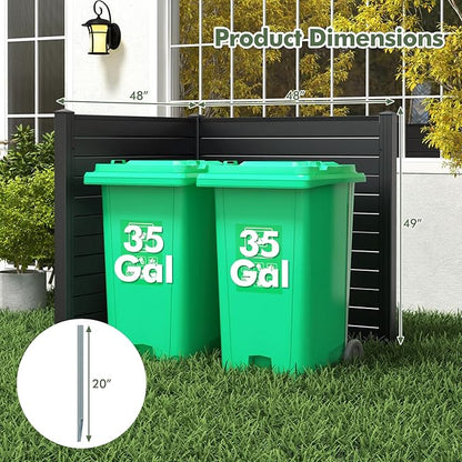 Giantex Air Conditioner Fence 4 Panels - 48''W x 48''H Outdoor Privacy Screen with Upgraded Metal Stakes, PVC Trash Can Enclosure, Decorative Garden Fences for Patio Lawn AC Unit Pool Pump, Black