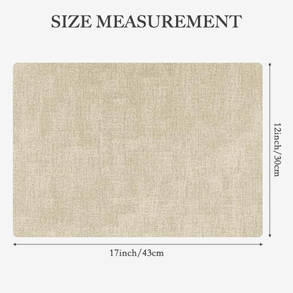 Faux Leather Heat Resistant Placemats Set of 6 – Waterproof Oilproof Wipeable Dining PU Vinyl Place Mat Easy Clean Table Mats for Kitchen/Dining/Party/Holiday, Beige