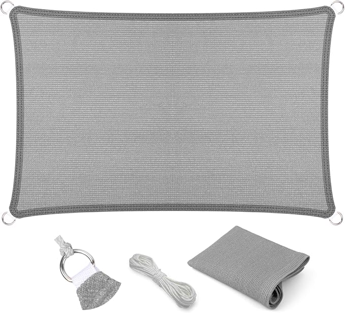 Eden's Decor Straight Flat-Edged 6' x 8' Grey Sun Shade Sail Rectangular by EdensDecorInc