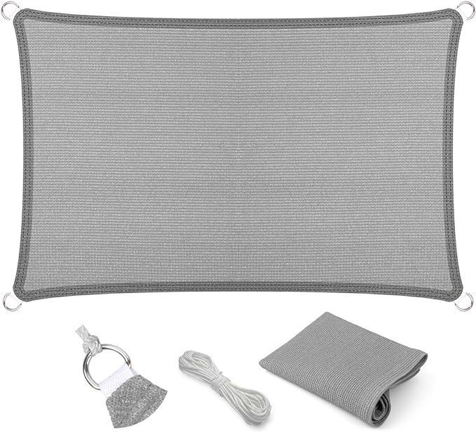 Eden's Decor Straight Flat-Edged 7' x 9' Grey Sun Shade Sail Rectangular by EdensDecorInc