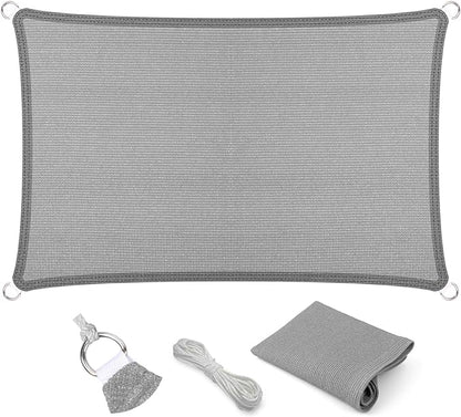 Eden's Decor Straight Flat-Edged Sun Shade Sail Rectangular 12' x 19' Grey by EdensDecorInc