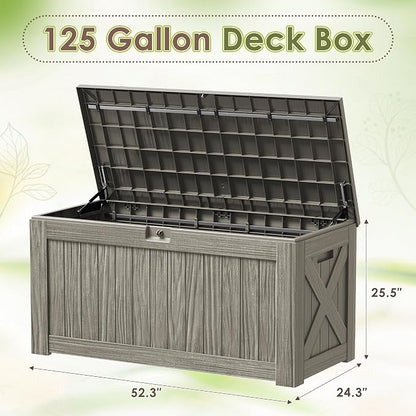 Devoko 125 Gallon Outdoor Storage Box, Waterproof Resin Deck Box | - Image 7
