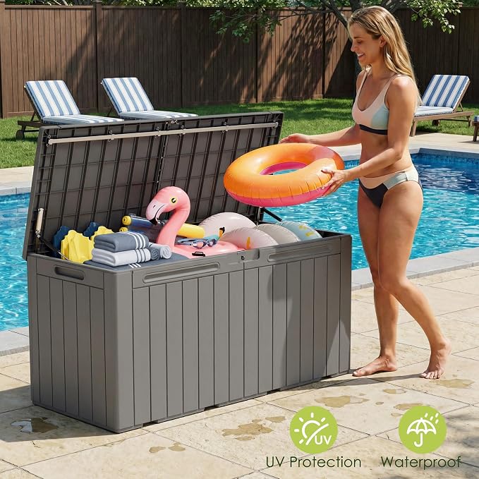 Devoko 100 Gallon Outdoor Storage Box, Waterproof Deck Box Lockable | Weather - Image 3