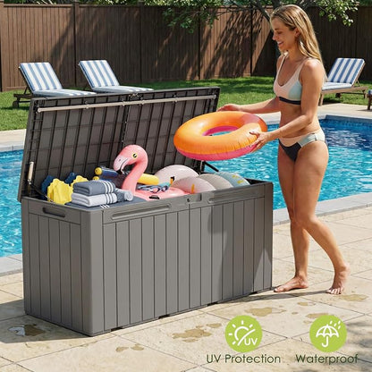 Devoko 100 Gallon Outdoor Storage Box, Waterproof Deck Box Lockable | Weather - Image 3