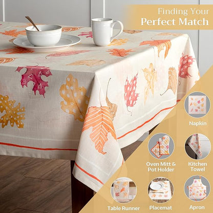 Maison d' Hermine Table Cloth Square Table 100% Cotton 60 x 60 Inches Fall Tablecloth Reusable Everyday Use for Thanksgiving Christmas Decorations Dining Farmhouse Party (Colours of Autumn)