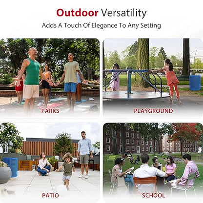 Leisure Craft Heavy-Duty 32 Gallon Receptacle, Portable, Liner Included, Made with Heavy-Gauge Metal and a Durable Thermoplastic Coating, Commercial Outdoor Park Receptacle, Made in The USA