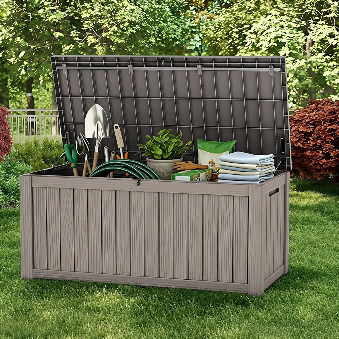 200 Gallon Large Outdoor Storage Box Waterproof, UV Resistant Resin Deck Box - Image 4