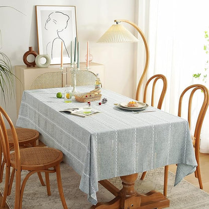Chassic 60 x 60 inches Farmhouse Style Linen tablecloths, Wrinkle Resistant Washable Dining Room Table Cloths for Square Tables - Hemstitch Light Grey
