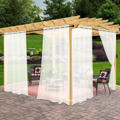 Outdoor Sheer Curtains for Patio Waterproof, 2 Panels Rod Pocket Indoor/Outdoor by Awnmeow