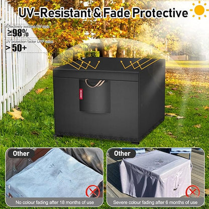 QH.HOME 29&30 Inch Fire Pit Cover Square for Propane Fire Pit Waterproof Heavy Duty Gas Fireplace Fire Pit Table Cover Fits Patio Fire Table