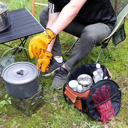 Camping Tableware Carrying Bag, 13.7L Large Capacity Waterproof Picnic Flatware Storage Bag, Outdoor BBQ Round Storage Bag for Plates Dishes Pots Bowls Utensils