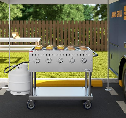 KoolMore 36 in. Commercial 5-Burner Mobile Outdoor Propane Grill in Stainless Steel (KM-CGM-36)