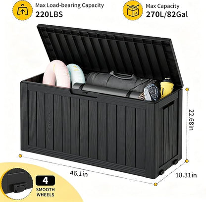 Deck Box, 82 Gallon Resin Indoor and Outdoor Storage Box Waterproof - Image 2