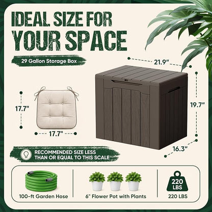 Devoko 29 Gallon Deck Box, Waterproof Resin Outdoor Storage Box | Lockable and - Image 6