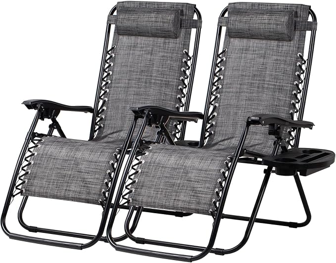Nazhura Set of 2 Relaxing Recliners Patio Chairs Adjustable Steel Mesh Zero by NazhuraGoodCompanionAtHome