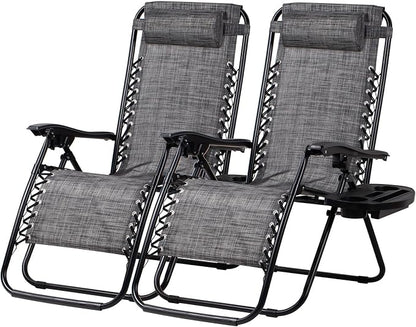 Nazhura Set of 2 Relaxing Recliners Patio Chairs Adjustable Steel Mesh Zero by NazhuraGoodCompanionAtHome
