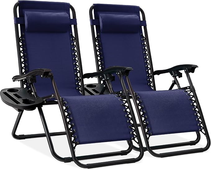 Best Choice Products Set of 2 Adjustable Steel Mesh Zero Gravity Lounge Chair by Unknown