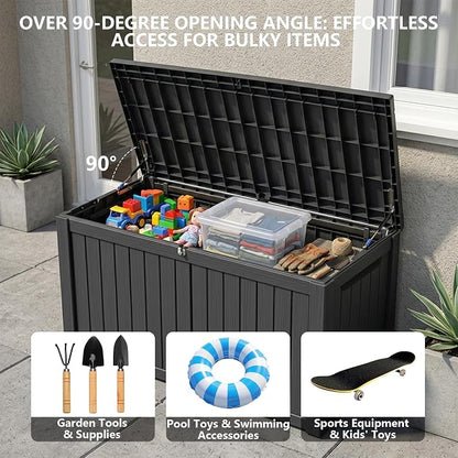 Outdoor Storage Box, 180 Gallon Waterproof Deck Box, Piston-Lift Tall Standing - Image 7