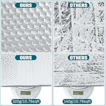 2 Pack Electric Smoker Insulation Blankets with Hook and Loop Tape 63 x 25 Inch Silver Thick Aluminum Foil Bubble Insulation Film Layer for Big and Little Chief Smokers Keep Heat