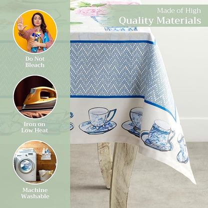 Maison d' Hermine Table Cloth Rectangle Table 100% Cotton 70 x 108 Inches Tablecloth Reusable Decorative Everyday Use for Dining Room, Farmhouse, Home, Party, Festive & Wedding Spring Summer - Canton