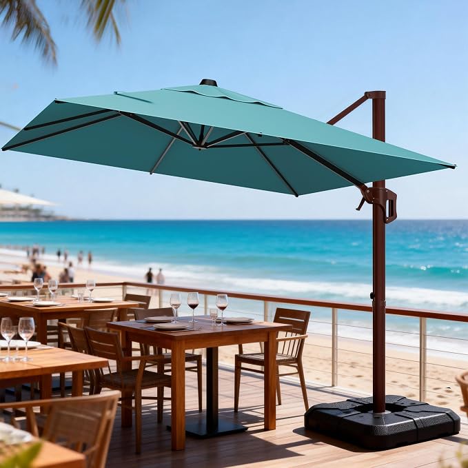 9' X 12' Cantilever Patio Umbrella Rectangle Outdoor Umbrella - Image 9