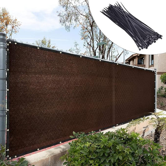 Royal Shade Custom Size 4' x 98' Brown Fence Privacy Screen Windscreen Cover Netting Mesh Fabric Cloth - Cable Zip Ties Included (We Make Custom Size)