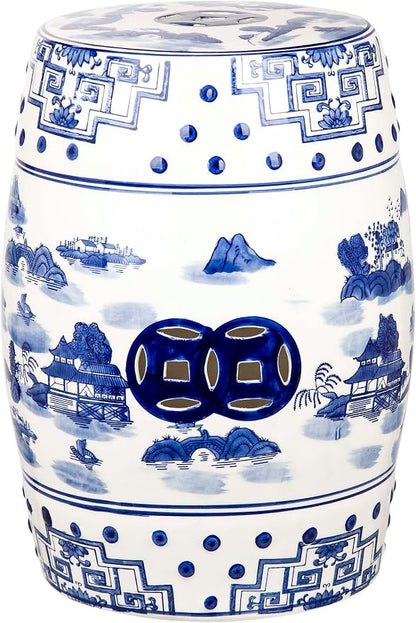 SAFAVIEH Gateless Mist 18" Ceramic Garden Stool, Chinoiserie Design, Indoor & by Unknown